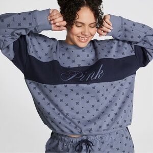 🔴SOLD🔴Victorias Secret PINK IVY FLEECE CLASSIC CREW SWEATSHIRT SIZE LARGE 💙